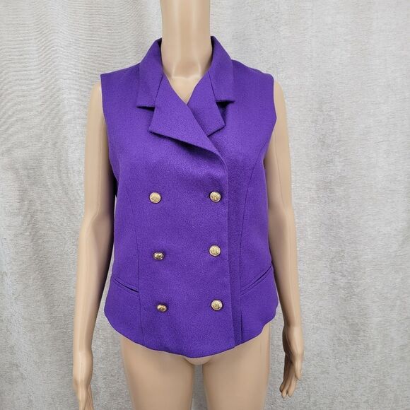 Alanni By Donnybrook Vintage Wool Purple Double-Breasted Women's Vest - Picture 1 of 8